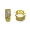 Oro Laminado Huggie Hoop, Gold Filled Style with White Cubic Zirconia, Polished, Golden Finish, 02.283.0367.15