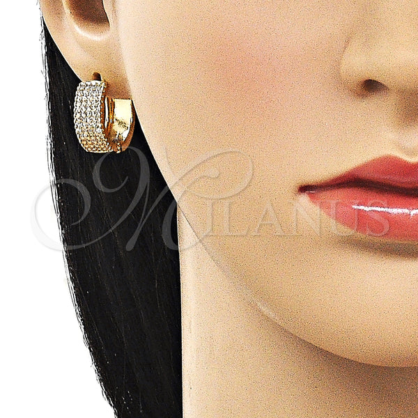 Gold Filled Hoop Earrings — Huggie Hoop with White Micro Pave Polished 02. — alternate product view — SKU 162903 | Oro Laminado aretes de aro — Huggie Hoop with blanco Micro Pave pulido 02. — SKU 162903