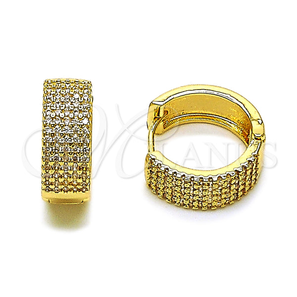 Gold Filled Hoop Earrings — Huggie Hoop with White Micro Pave Polished 02. — main product view — SKU 162903 | Oro Laminado aretes de aro — Huggie Hoop with blanco Micro Pave pulido 02. — SKU 162903