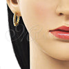 Oro Laminado Huggie Hoop, Gold Filled Style Heart Design, with White Micro Pave, Polished, Golden Finish, 02.283.0371.20