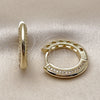 Oro Laminado Huggie Hoop, Gold Filled Style Heart Design, with White Micro Pave, Polished, Golden Finish, 02.283.0371.20