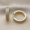 Oro Laminado Huggie Hoop, Gold Filled Style with White Micro Pave, Polished, Golden Finish, 02.283.0372.18