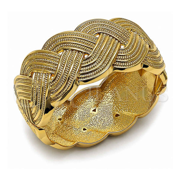 Oro Laminado Individual Bangle, Gold Filled Style Twist Design, Diamond Cutting Finish, Golden Finish, 07.215.0021.05 (30 MM Thickness, Size 5 (2.50 Diameter))