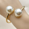 Oro Laminado Individual Bangle, Gold Filled Style Ball Design, with Ivory Pearl, Polished, Golden Finish, 07.215.0027.04 (35 MM Thickness, Size 4 (2.25 Diameter))