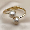 Oro Laminado Individual Bangle, Gold Filled Style Ball Design, with Ivory Pearl, Polished, Golden Finish, 07.215.0027.04 (35 MM Thickness, Size 4 (2.25 Diameter))