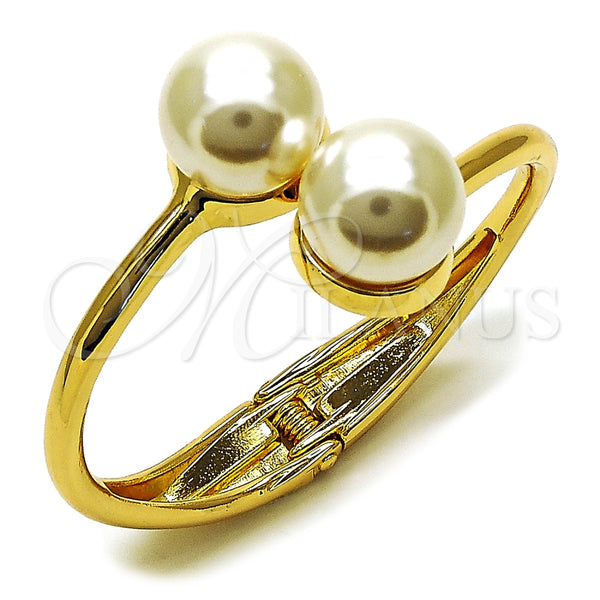 Gold Filled Jewelry — Individual Bangle Ball Design with Ivory Pearl Polished — main product view — SKU 162915 | Oro Laminado joyería — Individual Bangle Ball diseño with Ivory Pearl pulido — SKU 162915