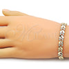 Oro Laminado Solid Bracelet, Gold Filled Style Four-leaf Clover Design, Diamond Cutting Finish, Golden Finish, 03.213.0406.07