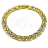 Oro Laminado Solid Bracelet, Gold Filled Style Four-leaf Clover Design, Diamond Cutting Finish, Golden Finish, 03.213.0406.07