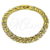 Oro Laminado Solid Bracelet, Gold Filled Style Four-leaf Clover Design, Diamond Cutting Finish, Golden Finish, 03.213.0406.07 (Thickness, 8 Inches Length)