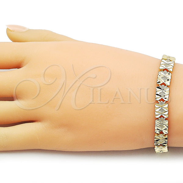 Gold Filled Bracelet — Solid Bracelet Heart and Bow Design Diamond Cutting — alternate product view — SKU 162929 | Oro Laminado brazalete — sólido Bracelet corazón and Bow diseño Diamond Cutting — SKU 162929