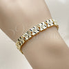 Oro Laminado Solid Bracelet, Gold Filled Style Heart Design, Diamond Cutting Finish, Golden Finish, 03.213.0407.07 (Thickness, 7 Inches Length)