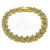 Oro Laminado Solid Bracelet, Gold Filled Style Heart Design, Diamond Cutting Finish, Golden Finish, 03.213.0398.1.07