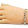 Oro Laminado Solid Bracelet, Gold Filled Style Heart Design, Diamond Cutting Finish, Golden Finish, 03.213.0398.1.07 (Thickness, 7 Inches Length)