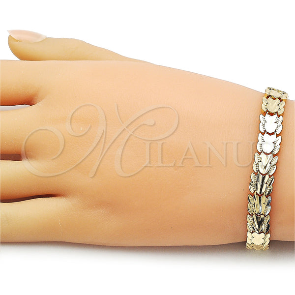 Gold Filled Bracelet — Solid Bracelet Heart Design Diamond Cutting 03. Thickness — alternate product view — SKU 162931 | Oro Laminado brazalete — sólido Bracelet corazón diseño Diamond Cutting 03. Thickness — SKU 162931