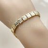 Oro Laminado Solid Bracelet, Gold Filled Style Heart Design, Diamond Cutting Finish, Golden Finish, 03.213.0408.07 (Thickness, 7 Inches Length)