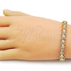 Oro Laminado Solid Bracelet, Gold Filled Style Heart Design, Diamond Cutting Finish, Golden Finish, 03.213.0409.07