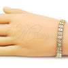 Oro Laminado Solid Bracelet, Gold Filled Style Heart Design, Diamond Cutting Finish, Golden Finish, 03.213.0399.1.07 (Thickness, 7 Inches Length)