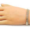 Oro Laminado Solid Bracelet, Gold Filled Style Diamond Cutting Finish, Golden Finish, 03.213.0410.07 (Thickness, 8 Inches Length)