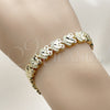 Oro Laminado Solid Bracelet, Gold Filled Style Heart Design, Diamond Cutting Finish, Golden Finish, 03.213.0393.1.07