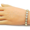 Oro Laminado Solid Bracelet, Gold Filled Style Heart Design, Diamond Cutting Finish, Golden Finish, 03.213.0393.1.07 (09 MM Thickness, 7 Inches Length)