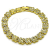 Oro Laminado Solid Bracelet, Gold Filled Style Heart Design, Diamond Cutting Finish, Golden Finish, 03.213.0393.1.07 (09 MM Thickness, 7 Inches Length)
