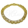Oro Laminado Solid Bracelet, Gold Filled Style Flower and Filigree Design, Polished, Golden Finish, 03.213.0411.08 (Thickness, 8 Inches Length)