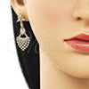 Oro Laminado Long Earring, Gold Filled Style Polished, Golden Finish, 02.282.0106