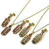 Oro Laminado Earring and Pendant Adult Set, Gold Filled Style Leaf and Heart Design, with Garnet and White Cubic Zirconia, Polished, Golden Finish, 10.282.0020