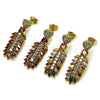 Oro Laminado Long Earring, Gold Filled Style Leaf and Heart Design, with Multicolor and White Cubic Zirconia, Polished, Golden Finish, 02.282.0109.1