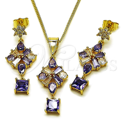 Juego de Aretes y Dije de Oro Laminado 10.282.0021 por Mayoreo, vista principal del producto