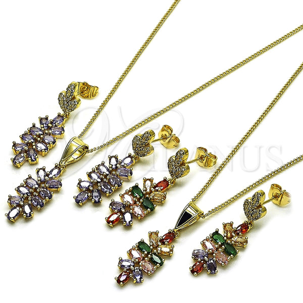 Gold Filled Ring — Earring and Pendant Adult Set Leaf Design with — alternate product view — SKU 162969 | Oro Laminado anillo — Earring and Pendant Adult Set Leaf diseño with — SKU 162969