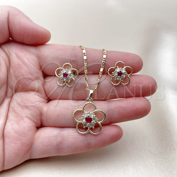 Gold Filled Ring — Earring and Pendant Adult Set Flower Design with — alternate product view — SKU 162975 | Oro Laminado anillo — Earring and Pendant Adult Set flor diseño with — SKU 162975