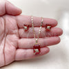 Oro Laminado Earring and Pendant Adult Set, Gold Filled Style Heart and Arrow Design, with White and Ruby Cubic Zirconia, Polished, Golden Finish, 10.196.0169.1