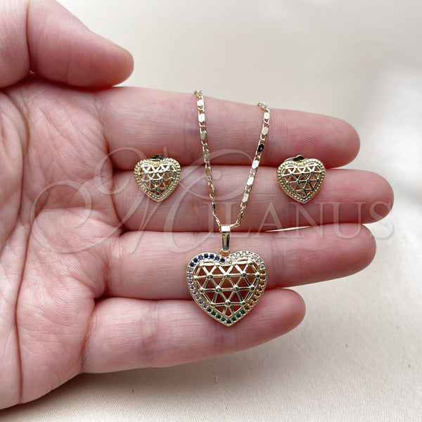 Gold Filled Ring — Earring and Pendant Adult Set Heart and Filigree — alternate product view — SKU 162981 | Oro Laminado anillo — Earring and Pendant Adult Set corazón and Filigree — SKU 162981
