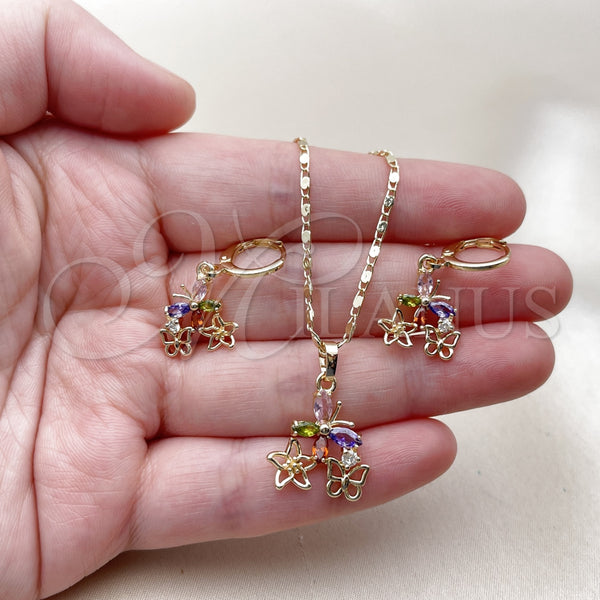 Gold Filled Ring — Earring and Pendant Adult Set Flower and Butterfly — alternate product view — SKU 162989 | Oro Laminado anillo — Earring and Pendant Adult Set flor and mariposa — SKU 162989