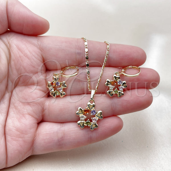 Gold Filled Ring — Earring and Pendant Adult Set Flower and Heart — alternate product view — SKU 163002 | Oro Laminado anillo — Earring and Pendant Adult Set flor and corazón — SKU 163002