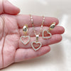 Oro Laminado Earring and Pendant Adult Set, Gold Filled Style Heart Design, with White Cubic Zirconia, Polished, Golden Finish, 10.196.0219
