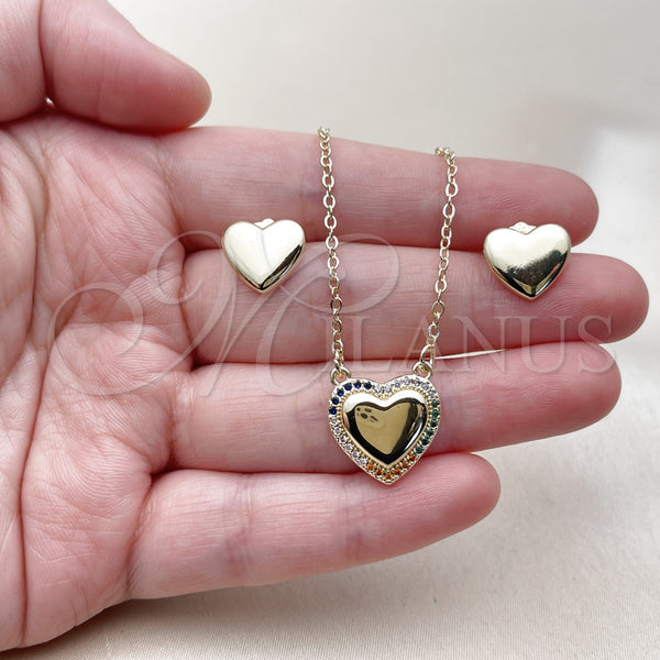 Gold Filled Ring — Earring and Pendant Adult Set Heart Design with — alternate product view — SKU 163012 | Oro Laminado anillo — Earring and Pendant Adult Set corazón diseño with — SKU 163012