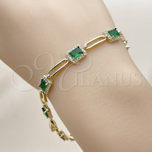 Gold Filled Bracelet — Tennis Bracelet Cluster Design with Green and White — main product view — SKU 163025 | Oro Laminado brazalete — Tennis Bracelet Cluster diseño with Green and blanco — SKU 163025