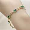 Oro Laminado Tennis Bracelet, Gold Filled Style Cluster Design, with Green and White Cubic Zirconia, Polished, Golden Finish, 03.196.0017.07 (Thickness, 8 Inches Length)