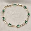 Oro Laminado Tennis Bracelet, Gold Filled Style Cluster Design, with Green and White Cubic Zirconia, Polished, Golden Finish, 03.196.0017.07 (Thickness, 8 Inches Length)