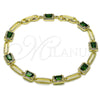 Oro Laminado Tennis Bracelet, Gold Filled Style Cluster Design, with Green and White Cubic Zirconia, Polished, Golden Finish, 03.196.0017.07 (Thickness, 8 Inches Length)