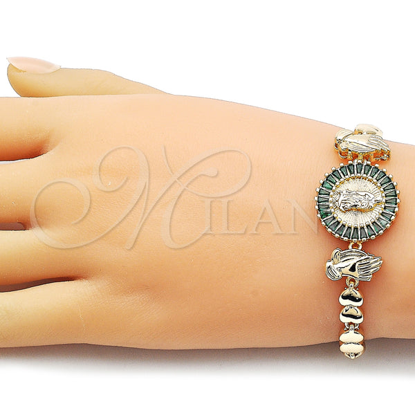 Gold Filled Bracelet — Fancy Bracelet Guadalupe and Praying Hands Design with — alternate product view — SKU 163029 | Oro Laminado brazalete — elegante Bracelet Guadalupe and Praying Hands diseño with — SKU 163029
