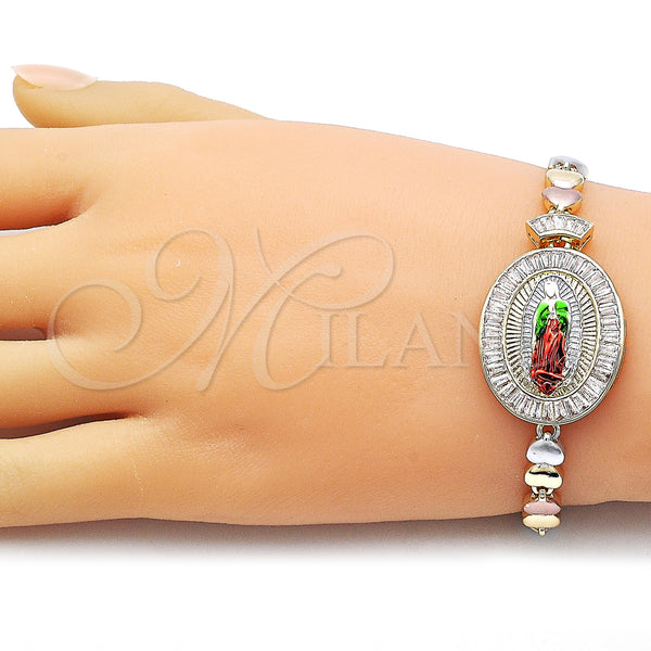 Gold Filled Bracelet — Fancy Bracelet Guadalupe and Heart Design with White — alternate product view — SKU 163031 | Oro Laminado brazalete — elegante Bracelet Guadalupe and corazón diseño with blanco — SKU 163031