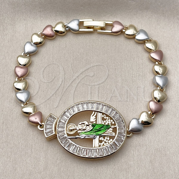 Gold Filled Bracelet — Tennis Bracelet San Judas and Heart Design with — alternate product view — SKU 163032 | Oro Laminado brazalete — Tennis Bracelet San Judas and corazón diseño with — SKU 163032
