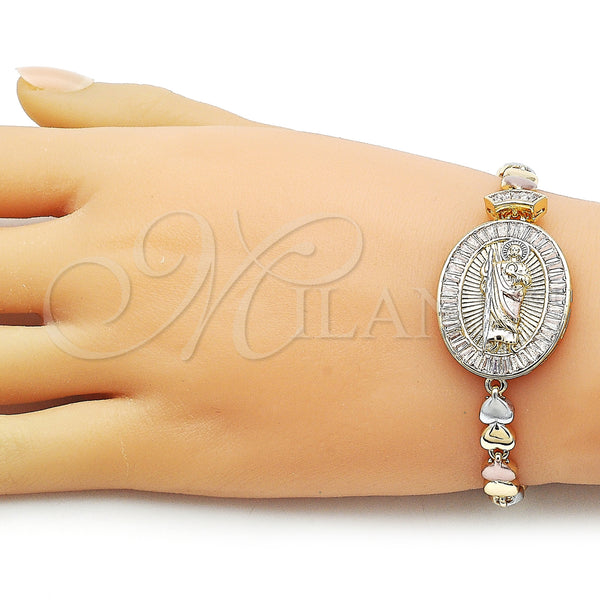 Gold Filled Bracelet — Fancy Bracelet San Judas and Baguette Design with — alternate product view — SKU 163034 | Oro Laminado brazalete — elegante Bracelet San Judas and Baguette diseño with — SKU 163034