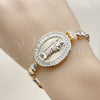Oro Laminado Fancy Bracelet, Gold Filled Style San Judas and Baguette Design, with White Cubic Zirconia, Polished, Tricolor, 03.196.0025.07 (Thickness, 8 Inches Length)
