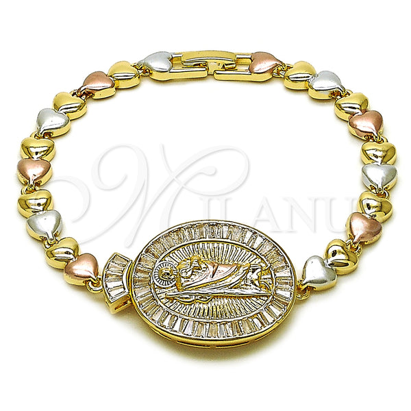Gold Filled Bracelet — Fancy Bracelet San Judas and Baguette Design with — main product view — SKU 163034 | Oro Laminado brazalete — elegante Bracelet San Judas and Baguette diseño with — SKU 163034