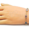 Oro Laminado Tennis Bracelet, Gold Filled Style Cluster Design, with White and Multicolor Cubic Zirconia, Polished, Golden Finish, 03.196.0017.1.07 (Thickness, 8 Inches Length)