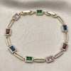 Oro Laminado Tennis Bracelet, Gold Filled Style Cluster Design, with White and Multicolor Cubic Zirconia, Polished, Golden Finish, 03.196.0017.1.07 (Thickness, 8 Inches Length)